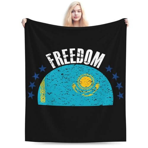 The Kazakhstan Flag and Freedom Throw Blanket 40