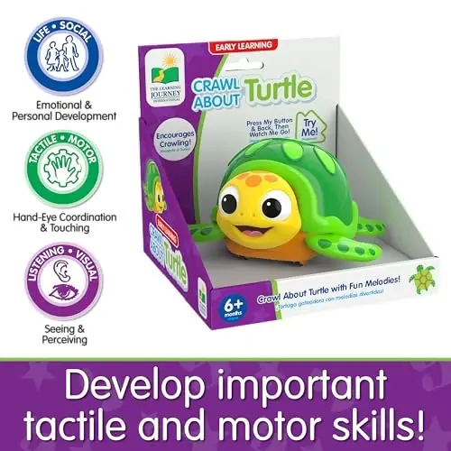 The Learning Journey Crawl About Sea Turtle – Musical Crawling Toy for Babies – Interactive Movement Aid with Songs – Developmental Baby Toy for Ages 6+ Months - 3