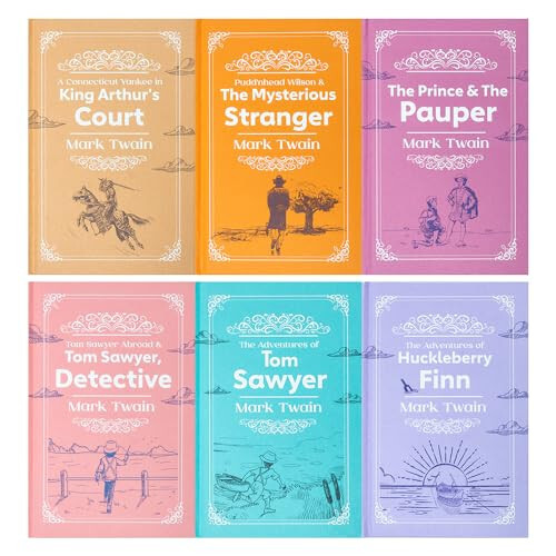 The Mark Twain 6 Book Deluxe Hardback Collection Set (The Adventures of Tom Sawyer, The Prince & The Pauper, The Adventures of Huckleberry Finn) - 2