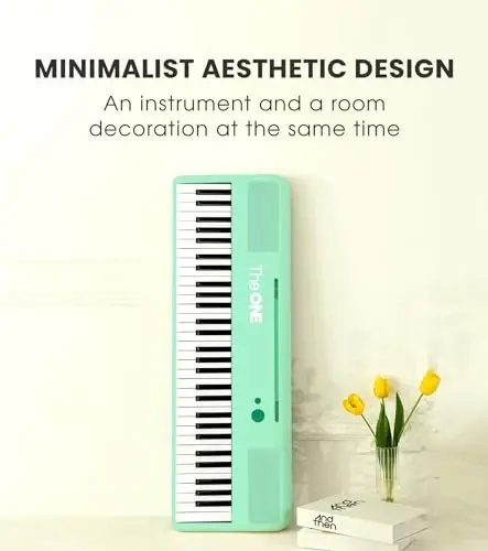 The ONE Smart Keyboard COLOR 61 Lighted Keys Piano Keyboard, MIDI Electric Piano for Beginners with 256 Tones, 64 Polyphony, Built-in LED Lights and Free Apps (Green) - 4