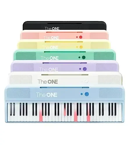 The ONE Smart Keyboard COLOR 61 Keys Piano Keyboard, Music Keyboard with 256 Timbres, 64 Polyphony, 2 Speakers, Built-in LED Lights and Free Apps (Blue) - 1