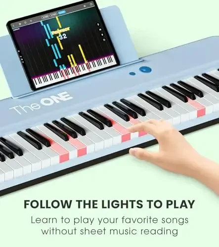 The ONE Smart Keyboard COLOR 61 Keys Piano Keyboard, Music Keyboard with 256 Timbres, 64 Polyphony, 2 Speakers, Built-in LED Lights and Free Apps (Blue) - 2