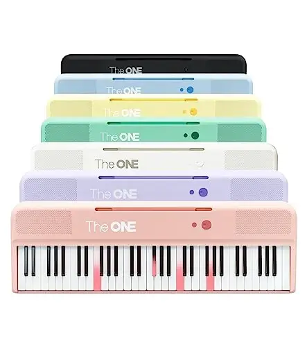 The ONE Smart Keyboard COLOR 61 Lighted Keys Piano Keyboard, Digital Piano for Beginners with 256 Tones, 64 Polyphony, Built-in LED Lights and Free Apps (Pink) - THE ONE (1)