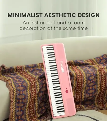 The ONE Smart Keyboard COLOR 61 Lighted Keys Piano Keyboard, Digital Piano for Beginners with 256 Tones, 64 Polyphony, Built-in LED Lights and Free Apps (Pink) - 4