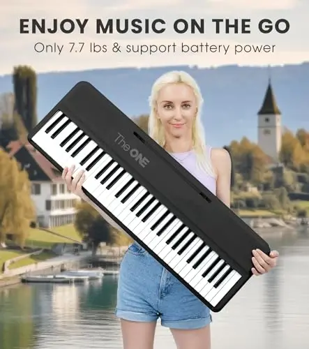 The ONE Smart Keyboard COLOR 61 Lighted Keys Piano Keyboard, Electric Piano for Beginners with 256 Tones, 64 Polyphony, Built-in LED Lights and Free Apps (Black) - 5
