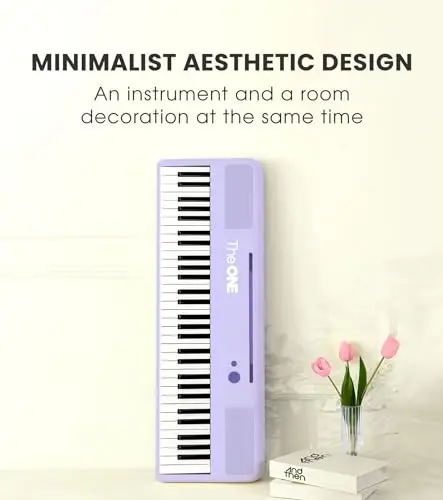 The ONE Smart Keyboard COLOR 61 Lighted Keys Piano Keyboard, Electric Piano for Beginners with 256 Tones, 64 Polyphony, Built-in LED Lights & Apps, Supports USB MIDI/Headphones (Purple) - 3