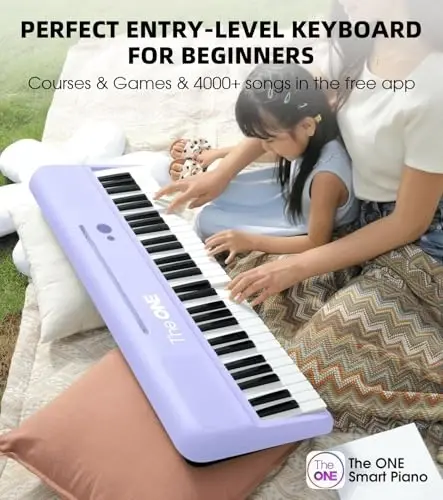 The ONE Smart Keyboard COLOR 61 Lighted Keys Piano Keyboard, Electric Piano for Beginners with 256 Tones, 64 Polyphony, Built-in LED Lights & Apps, Supports USB MIDI/Headphones (Purple) - 5