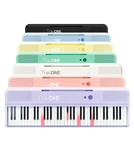 The ONE Smart Keyboard COLOR 61 Lighted Keys Piano Keyboard, Electric Piano for Beginners with 256 Tones, 64 Polyphony, Built-in LED Lights & Apps, Supports USB MIDI/Headphones (White) - 2