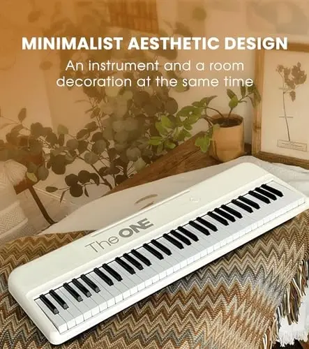 The ONE Smart Keyboard COLOR 61 Lighted Keys Piano Keyboard, Electric Piano for Beginners with 256 Tones, 64 Polyphony, Built-in LED Lights & Apps, Supports USB MIDI/Headphones (White) - 4