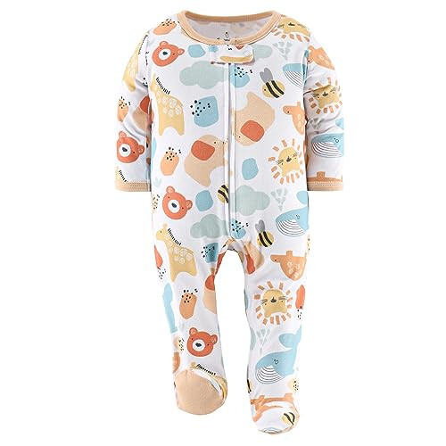 The Peanutshell Ayaklı Pijama Uyku Elbiseleri Bebek Erkek veya Kızlar İçin, Uyku ve Oyun Footies, Unisex 3'lü Paket - 22