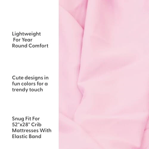 The Peanutshell Baby Girl Crib Sheets, Floral Fitted Baby Bed Sheet Set, Fits Standard Size Crib Mattress, 52x28, Pink Flowers Roses Nursery Decor, 4 Pack in Grey, Pink, White - 3