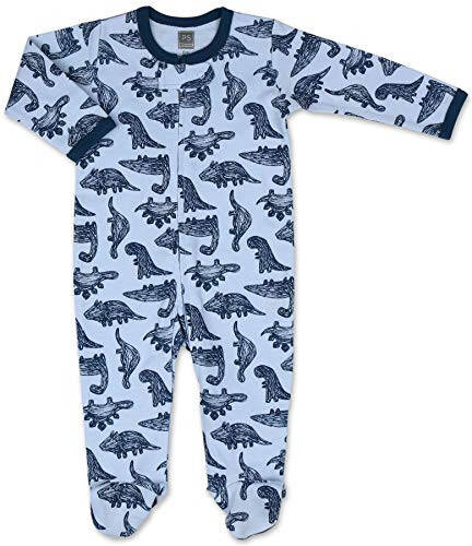 The Peanutshell Baby Sleeper Set for Boys or Girls | 3 Pack in Dinosaur, Solid Blue & Dots | Newborn to 9M Footed Pajamas - 34