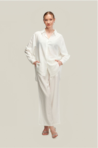 The Pery White Patterned Pants Shirt Set - 9