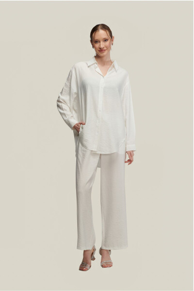 The Pery White Patterned Pants Shirt Set - 10