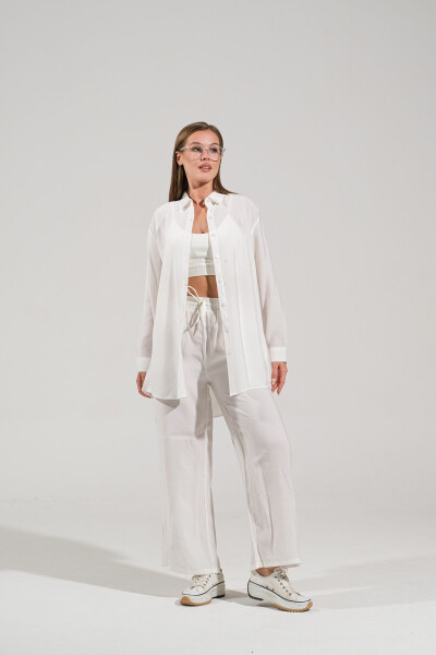 The Pery White Patterned Pants Shirt Set - 3