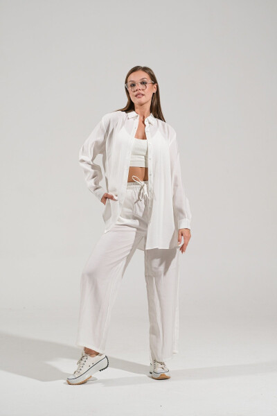 The Pery White Patterned Pants Shirt Set - 4