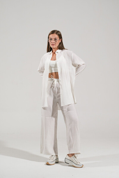 The Pery White Patterned Pants Shirt Set - 5