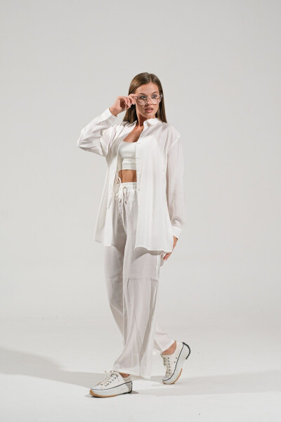 The Pery White Patterned Pants Shirt Set - 6