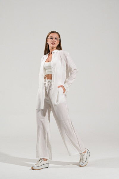 The Pery White Patterned Pants Shirt Set - 7