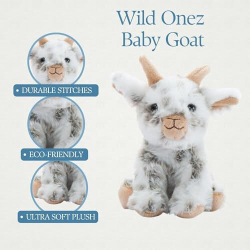 The Petting Zoo Goat Stuffed Animal Plushie, Gifts for Kids, Wild Onez Babiez Farm Animals, Goat Plush Toy 6 inches - 2