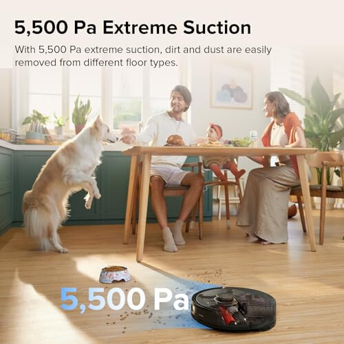 The Roborock Q8 Max is a powerful robot vacuum and mop cleaner with a DuoRoller Brush and 5500Pa suction. It features Lidar navigation, obstacle avoidance, and multi-level mapping, making it perfect for pet hair. - 2