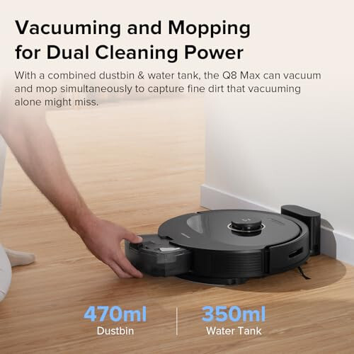 The Roborock Q8 Max is a powerful robot vacuum and mop cleaner with a DuoRoller Brush and 5500Pa suction. It features Lidar navigation, obstacle avoidance, and multi-level mapping, making it perfect for pet hair. - 3