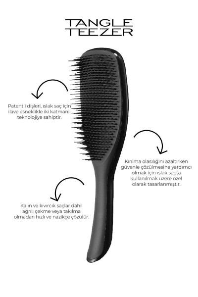 The Ultimate Wet Detangler Large Black Gloss Hair Brush - 1