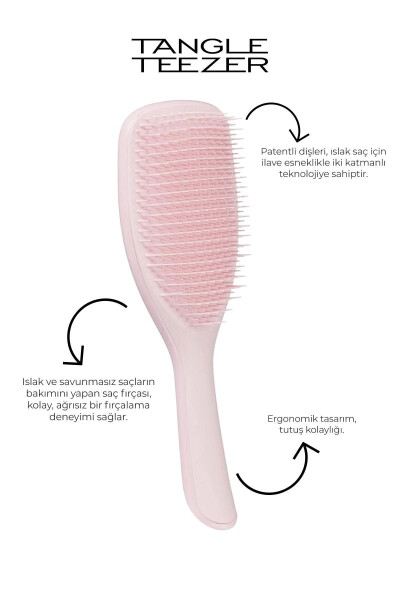 The Ultimate Wet Detangler Large Pink Hibiscus Hair Brush - 1