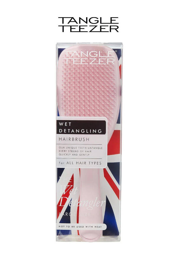 The Ultimate Wet Detangler Large Pink Hibiscus Hair Brush - 3