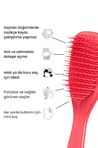 The Ultimate Wet Detangler Mini Pink Punch Hair Brush - TANGLE TEEZER (1)