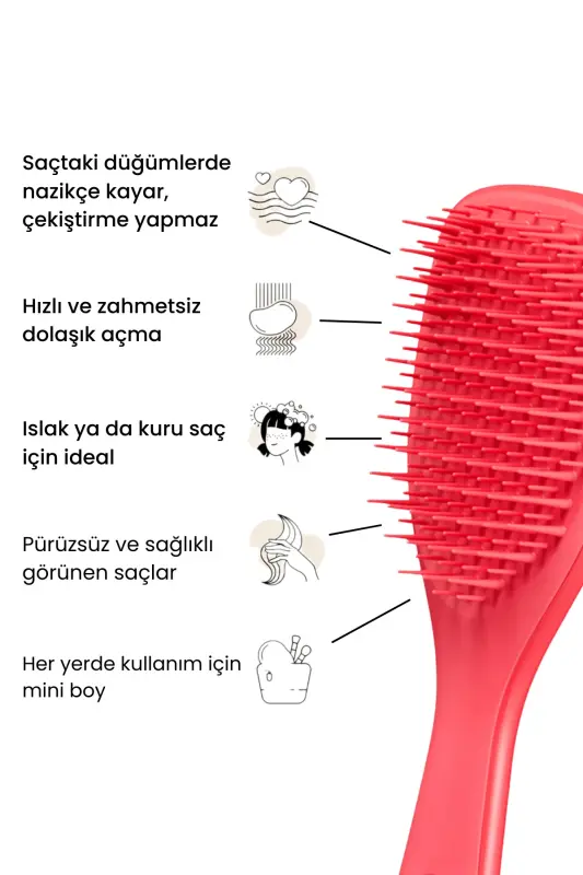The Ultimate Wet Detangler Mini Pink Punch Hair Brush - 2