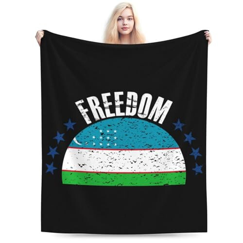 The Uzbekistan Flag and Freedom Throw Blanket for Couch Bed Sofa Soft Comfortable Blanket 80