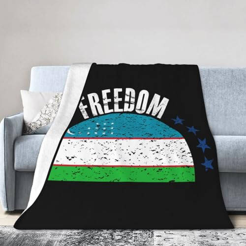 The Uzbekistan Flag and Freedom Throw Blanket for Couch Bed Sofa Soft Comfortable Blanket 80