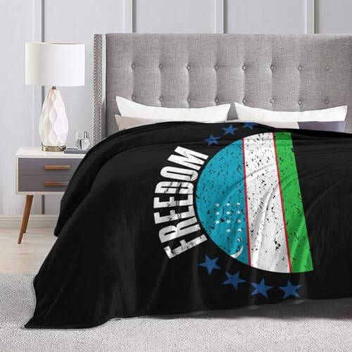 The Uzbekistan Flag and Freedom Throw Blanket for Couch Bed Sofa Soft Comfortable Blanket 80