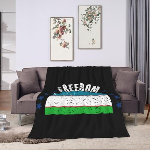 The Uzbekistan Flag and Freedom Throw Blanket for Couch Bed Sofa Soft Comfortable Blanket 80