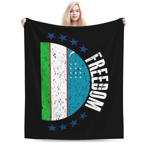 The Uzbekistan Flag and Freedom Throw Blanket for Couch Bed Sofa Super Soft Cozy Throw Blanket 50