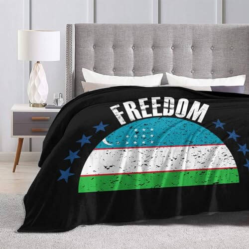 The Uzbekistan Flag and Freedom Throw Blanket for Couch Bed Sofa Super Soft Cozy Throw Blanket 50