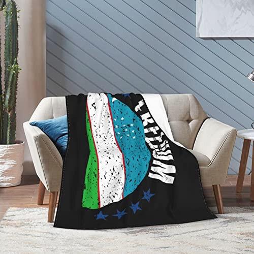 The Uzbekistan Flag and Freedom Throw Blanket for Couch Bed Sofa Super Soft Cozy Throw Blanket 50