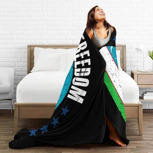 The Uzbekistan Flag and Freedom Throw Blanket for Couch Bed Sofa Super Soft Cozy Throw Blanket 50