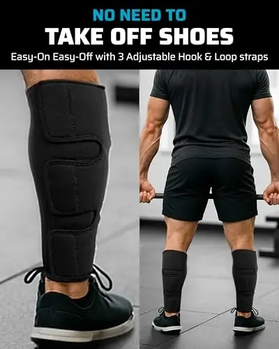 THEFITGUY Weightlifting 5mm Deadlift Shin Guards, EasyWear Adjustable Sleeves - No Need to Take Off Shoes, Wear on Skin, Socks, Pants - All Year Round (Pair) - THEFITGUY (1)