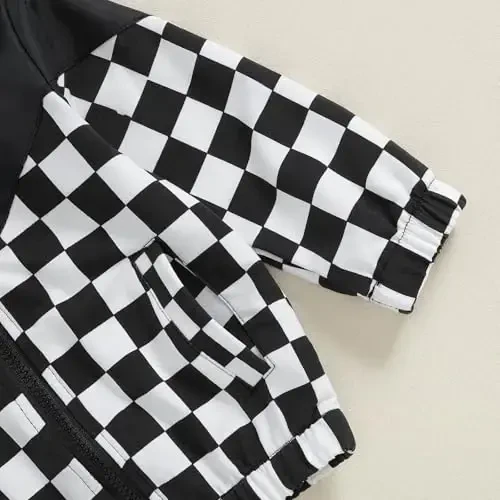 TheFound Toddler Girls Boys Hoodies Jacket Checkerboard Zip-Up Hooded Long Sleeve Coat Fall Winter Kid Baby Clothes Outerwear - 6