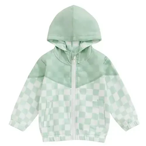 TheFound Toddler Girls Boys Hoodies Jacket Checkerboard Zip-Up Hooded Long Sleeve Coat Fall Winter Kid Baby Clothes Outerwear - 1