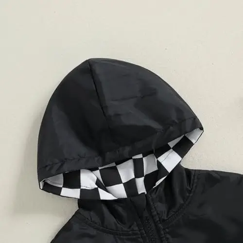 TheFound Toddler Girls Boys Hoodies Jacket Checkerboard Zip-Up Hooded Long Sleeve Coat Fall Winter Kid Baby Clothes Outerwear - 5