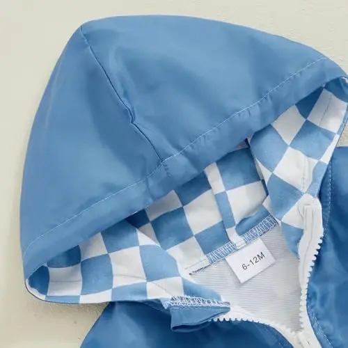 TheFound Toddler Girls Boys Hoodies Jacket Checkerboard Zip-Up Hooded Long Sleeve Coat Fall Winter Kid Baby Clothes Outerwear - 5