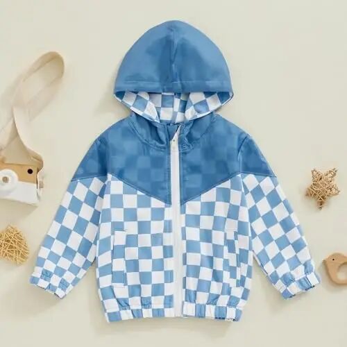 TheFound Toddler Girls Boys Hoodies Jacket Checkerboard Zip-Up Hooded Long Sleeve Coat Fall Winter Kid Baby Clothes Outerwear - TheFound (1)