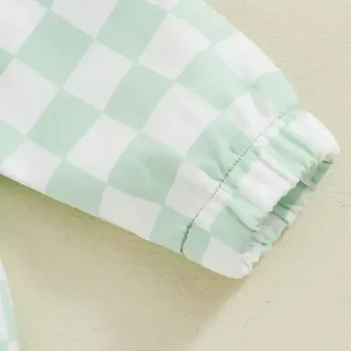 TheFound Toddler Qizlar Bolalar Kapşonli Kurtka Shaxmat Taxtasi Fermuarli Kapşonli Uzun Yengli Palto Kuz Qish Bola Chaqaloq Kiyimlari Ustki Kiyim - 7