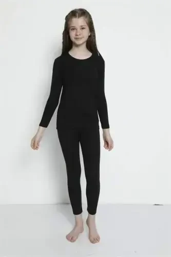 Thermal Underwear Set for Girls in Black - 2
