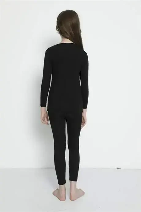 Thermal Underwear Set for Girls in Black - 5