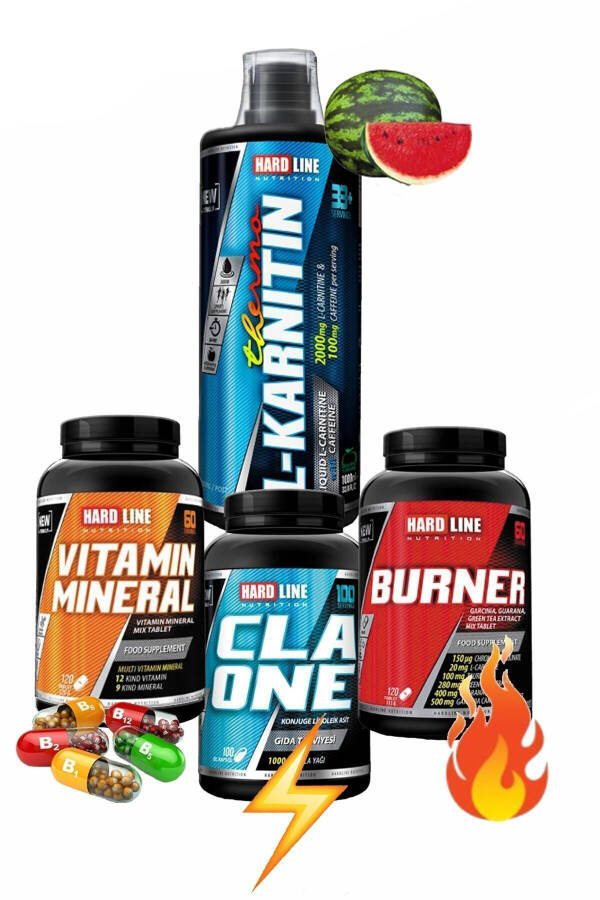 Thermo L-carnitine 1000mg Watermelon Flavored + Vitamin Mineral + Burner + Cla Energy - 2