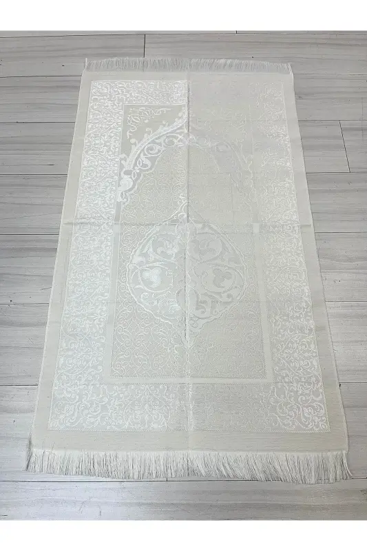 Thermo Leather Quran, Cotton Prayer Rug, Pearl Rosary, Bundle Dowry Gift Set Home Concept-WHITE - 4